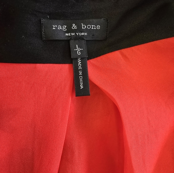 RAG & BONE Red Silk Wrap Blouse Hi Lo Hem Long Sleeve Large - Picture 7 of 8